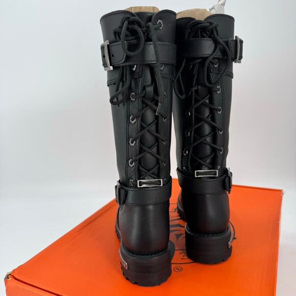 NWT Milwaukee Leather MBL9385 Black Leather 15-Inch Calf Laced Riding Boots - Picture 8 of 13